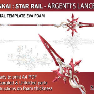 Honkai Star Rail Argenti's lans speer cosplay prop Digitale DIY sjabloon patroon blauwdruk EVA foam PDF wapen