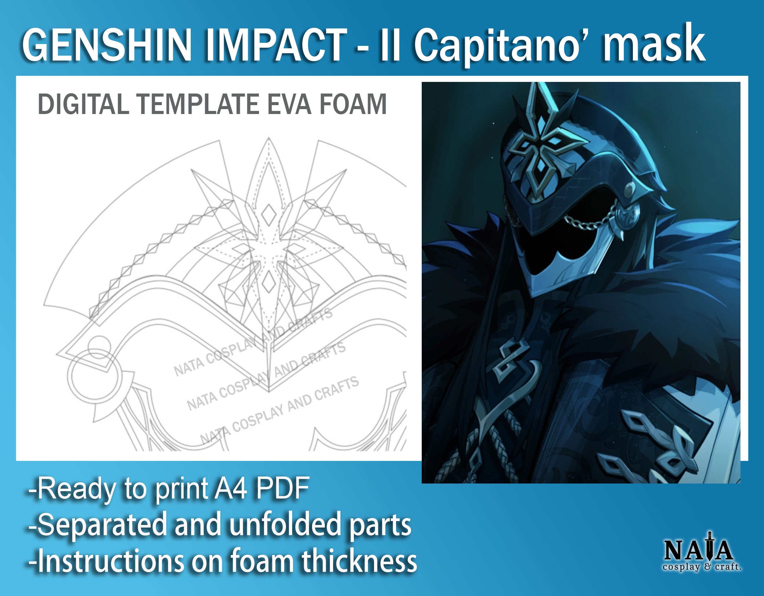 Genshin Impact Cosplay Prop Il Capitano's Mask the Captain - Etsy