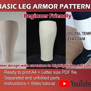 Basic Leg armor Greaves cosplay pattern template (6 pieces) - PDF download file for EVA foam general common use