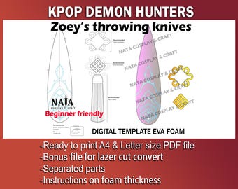 Spada Cosplay Demons Hunters Per Bambini | In PLA Stampato 3D | Accessorio Anime Per Role-play E Collezione | Viola E Blu