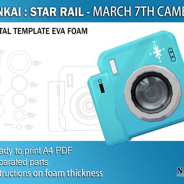 Honkai Star Rail March 7th camera cosplay prop Digital DIY template pattern blueprint PDF