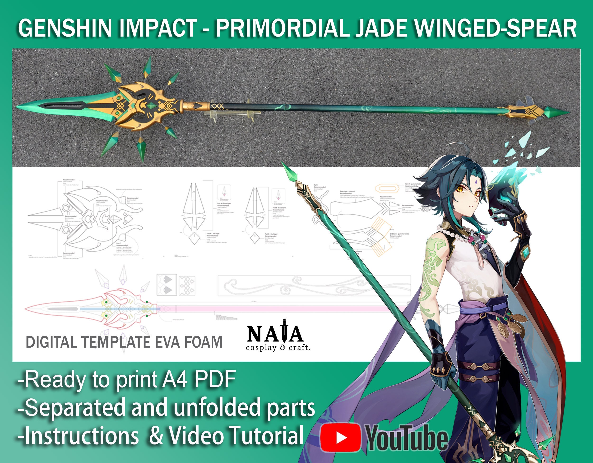 Genshin Impact Primordial Jade Winged Spear Cosplay P vrogue.co