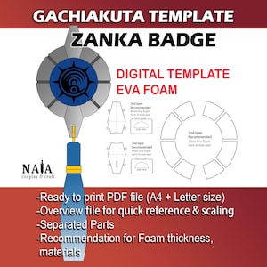 Zanka-märkesmallmönster PDF - EVA-skum Cosplay-rekvisita