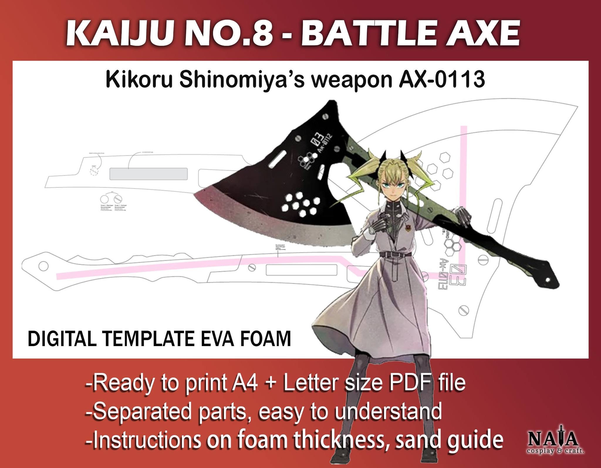 Kaiju No 8 Shinomiya Kikoru Battle Axe AX-0113 Template Kaiju No 8 Shinomiya Kikoru Battle Axe AX-0113 Template