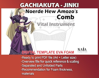 Gachiakuta Noerde Hew Amozo Comb Template Pattern PDF - EVA Foam Cosplay Prop Jinki
