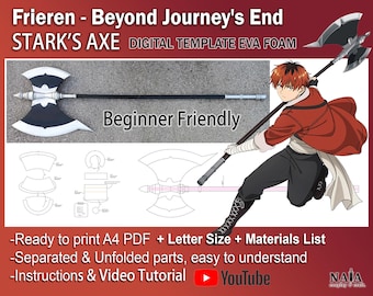 Stark&#39;s Axe Beyond Journey&#39;s End Cosplay prop template pattern blurprint PDF for EVA foam