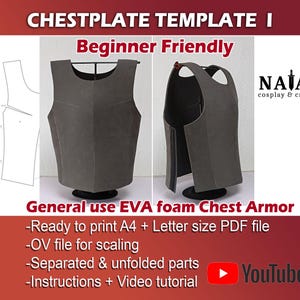 Grundlegende Brustpanzer Brustplatte Cosplay Muster Vorlage - PDF-Datei für EVA Schaum allgemein gebräuchlich