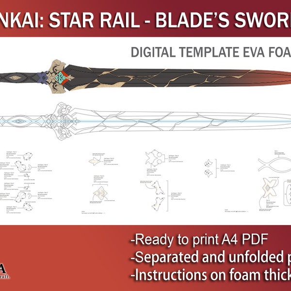 Honkai Sword Foam Template Etsy