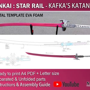 Honkai Star Rail kafka&#39;s katana cosplay prop Digital DIY template pattern blueprint PDF EVA foam sword