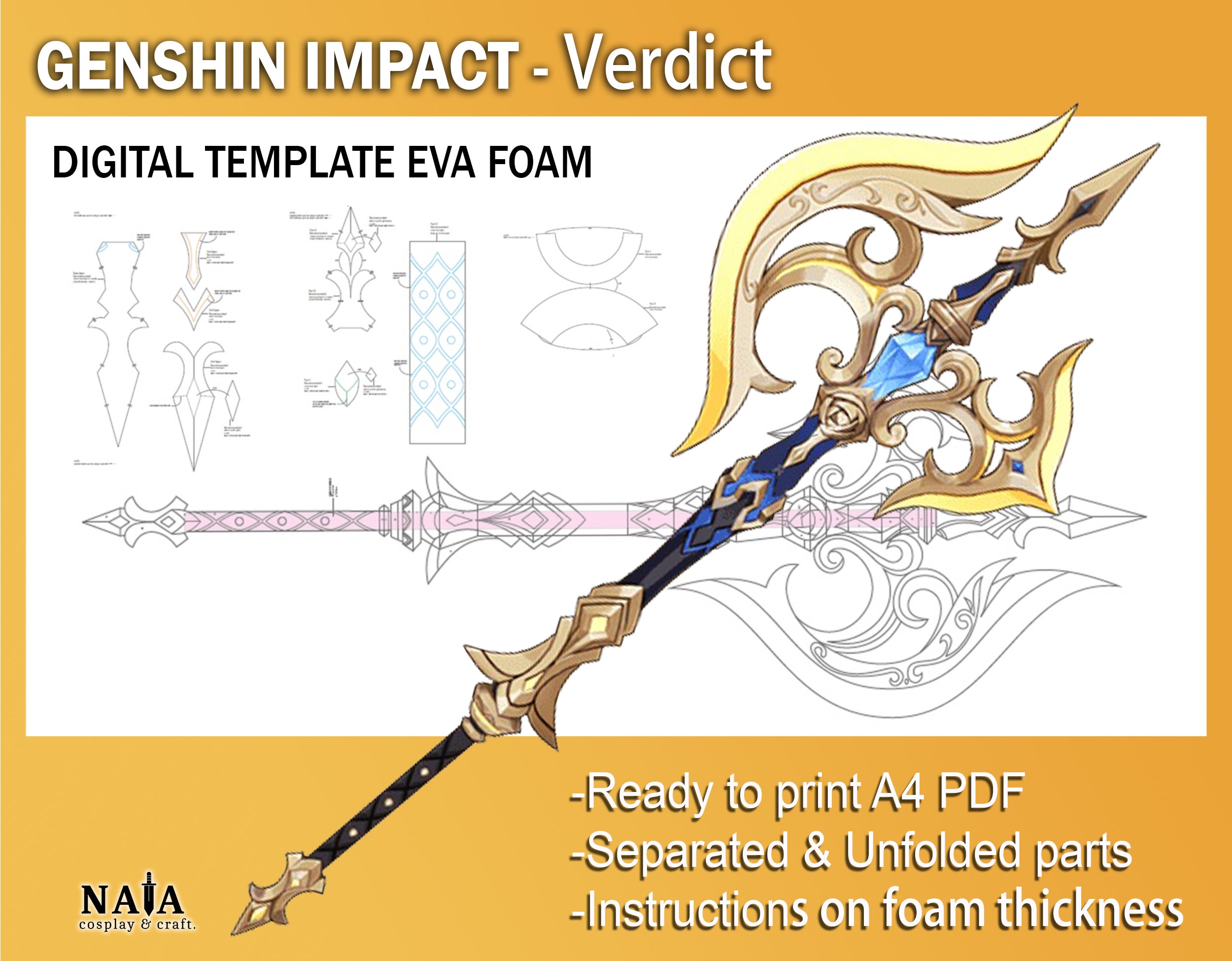 原神インパクトコスプレ小道具 - 評決 ナビアの武器 デジタル DIY