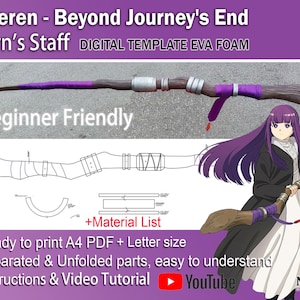 Fern's staff - Beyond Journey's End Cosplay template pattern blueprint PDF for EVA foam