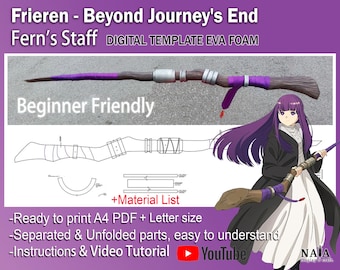 Fern&#39;s staff - Beyond Journey&#39;s End Cosplay template pattern blueprint PDF for EVA foam