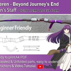 Fern's staff - Frieren: Beyond Journey's End Cosplay prop  Digital DIY template pattern blueprint EVA foam PDF