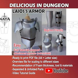 Laios armor Template - Delicious in Dungeon cosplay EVA foam pattern full Build tutorial