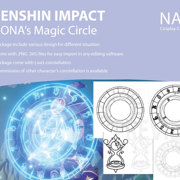 Genshin Impact Cosplay - Mona's Magic Circle, PNG SVG files for photoshop, after effect , template pattern
