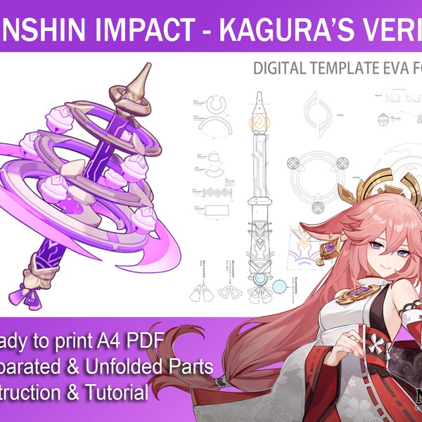 Genshin Impact Cosplay Prop - Kagura's Verity Catalysts Yae Miko wapen Digitale DIY Template Patroon blauwdruk EVA-schuim