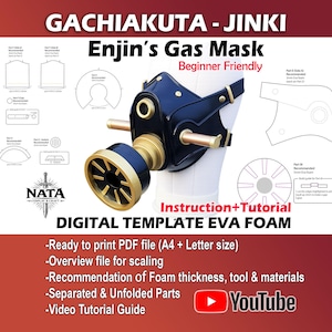 Gachiakuta Enjin Mask Template | EVA Foam Cosplay Pattern PDF (Interchangeable plugs)