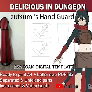Protège-mains Izutsumi Délicieux dans le modèle de cosplay de donjon PDF pour accessoire d&#39;armure en mousse EVA