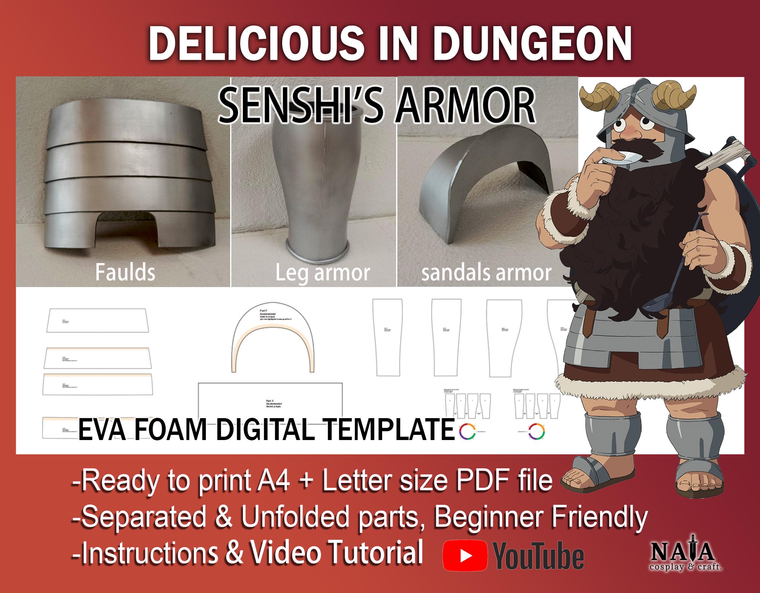 Senshi Armor Delicious in Dungeon cosplay Template Pattern PDF for EVA foam prop
