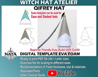 Sombrero de bruja Atelier Qifrey Coco y plantilla de sombrero de estudiante para cosplay de espuma EVA