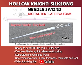 Plantilla de cosplay de Silksong Hornet Needle - Patrón y tutorial para Hollow Knight