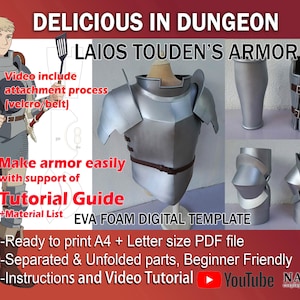 Armure de Laios Touden délicieuse dans le cosplay de donjon modèle PDF pour accessoire en mousse EVA
