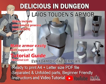 Laios Touden armor Delicious in Dungeon cosplay Template Pattern PDF for EVA foam prop