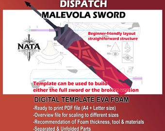 Malevola Sword Template - Dispatch Cosplay prop EVA foam Pattern DIY
