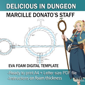 Marcille Donato Staff Delicious in Dungeon cosplay Template Pattern PDF for EVA foam prop