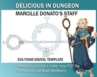 Marcille Donato Staff Delicious in Dungeon cosplay Template Pattern PDF for EVA foam prop