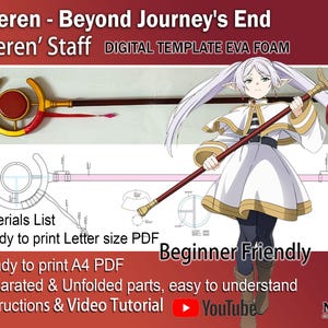 Frieren&#39;s Staff Cosplay prop template pattern blueprints PDF for EVA foam