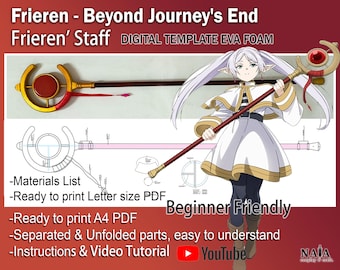 Frieren&#39;s Staff Cosplay prop template pattern blueprints PDF for EVA foam