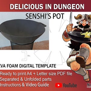 Senshi marmite wok délicieux dans un donjon cosplay modèle modèle PDF pour accessoire en mousse EVA