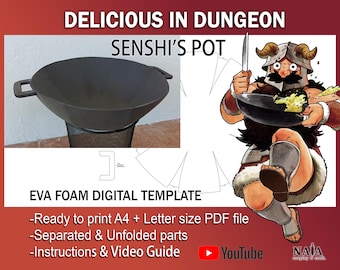 Senshi Cooking Pot Wok Delicious in Dungeon cosplay Template Pattern PDF for EVA foam prop