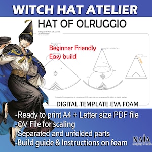 Witch Hat Atelier Olruggio cosplay prop - Digital PDF template pattern blueprint for EVA foam