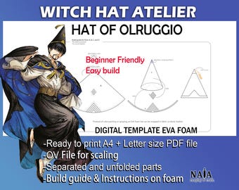 Witch Hat Atelier Olruggio cosplay prop - Digital PDF template pattern blueprint for EVA foam