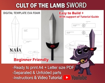 Modello di spada cosplay Cult of the Lamb per PDF in schiuma EVA Crusader's Blade