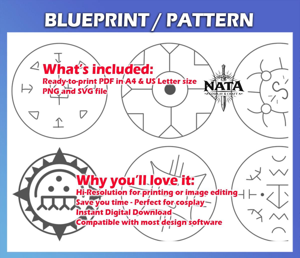 Spell Design Pattern Witch Hat Atelier Magic Spell Pattern Blueprint - PDF PNG SVG Cosplay ...