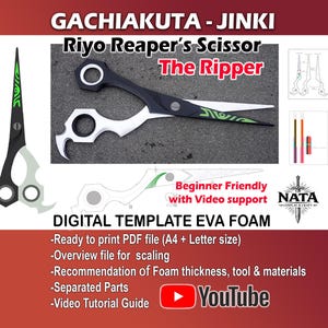 Gachiakuta Riyo The Ripper Scissor Template | EVA Foam Cosplay Pattern + Tutorial (able to move)