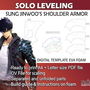 Solo Leveling Arise Sung Jin woo shoulder armor Cosplay - Digital PDF template pattern blueprint EVA foam Prop