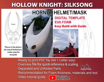 Hollow Knight helmet Template pattern Silksong Hornet | Cosplay Prop DIY EVA foam