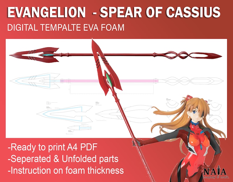 Evangelion the Spear of Cassius Asuka Cosplay Prop Digital - Etsy