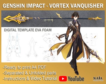 Genshin Vortex Vanquisher Zhongli impact cosplay tempalte - Arme d'hast pour modèle DIY