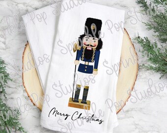 Christmas Flour Sack Towel Design | Nutcracker 2 Design | Linen Texture | Large Nutcracker | Christmas Sublimation Design