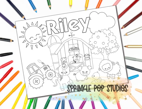 Personalized Coloring Page Farm Custom Coloring Book Page