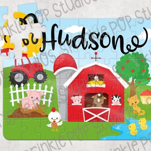 Farm Puzzle Sublimation Design Template Animals on the Farm Custom Puzzle Design Personalized Puzzle image 1