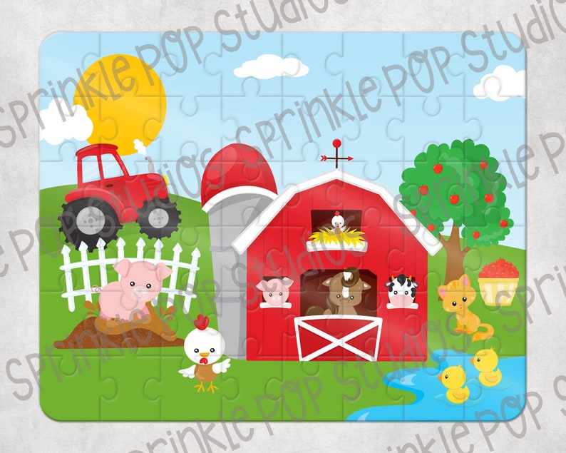 Farm Puzzle Sublimation Design Template Animals on the Farm Custom Puzzle Design Personalized Puzzle image 2