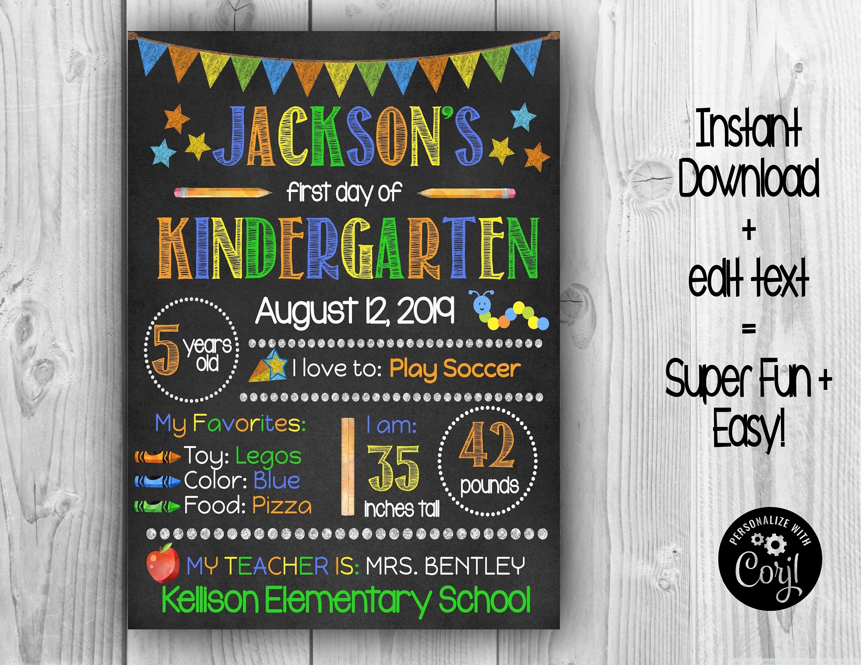 EDITABLE First Day of School Chalkboard Sign Poster Easily - Etsy