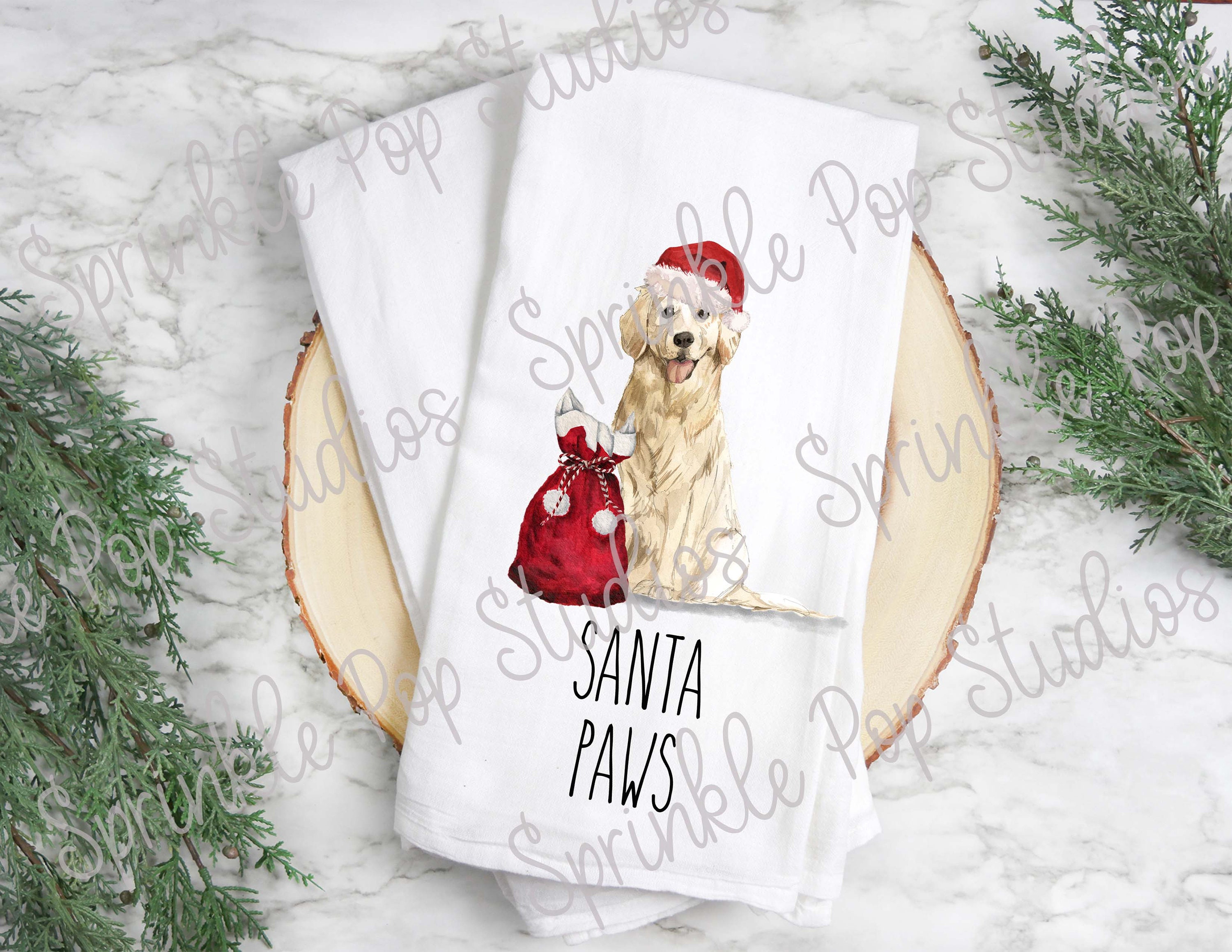 GOLDEN RETRIEVER | WATERCOLOR | Farm House Christmas Design | Santa Paws | Christmas Sublimation Design Template