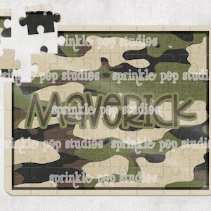 Green Camouflage Sublimation Design Template ~ Green Camo ~ Custom Puzzle Design ~ Personalized Puzzle